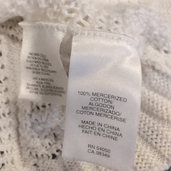 JONES NEW YORK Open Knit Cardigan Sweater Long Sleeve White Spring Buttoned - Picture 13 of 13